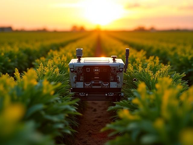 Robot terestru autonom monitorizând culturi într-o fermă din Ialomița